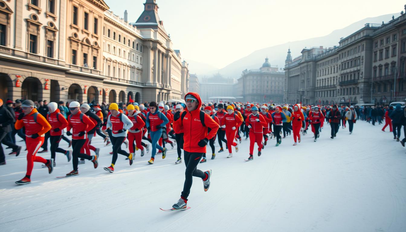 Il percorso della parata degli atleti durante la cerimonia